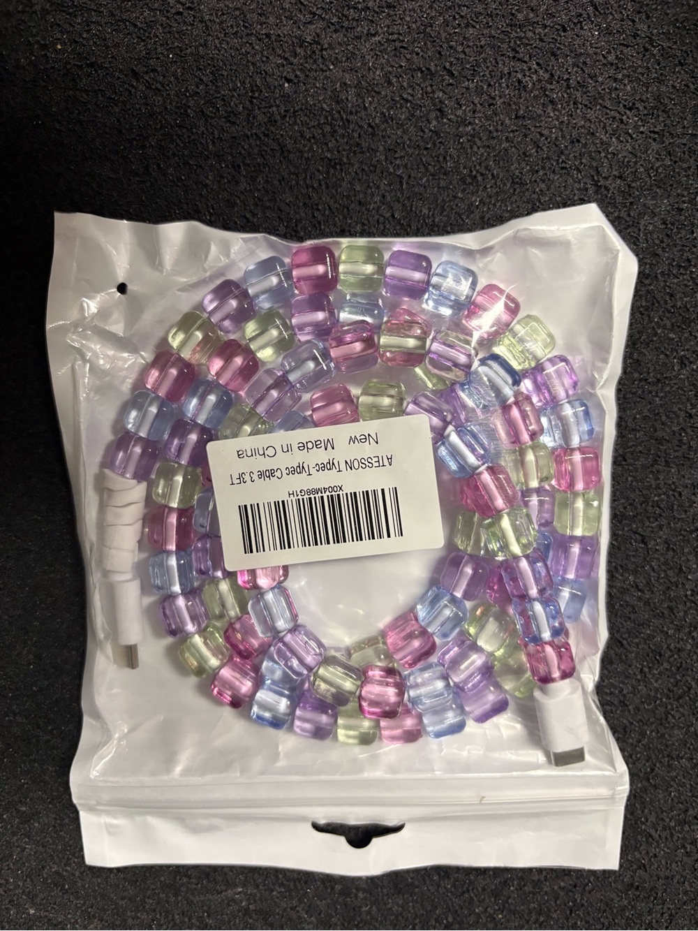 USB-C Beaded Charging Cable Pastel Kawaii Aesthetic Charger Cord NIP
